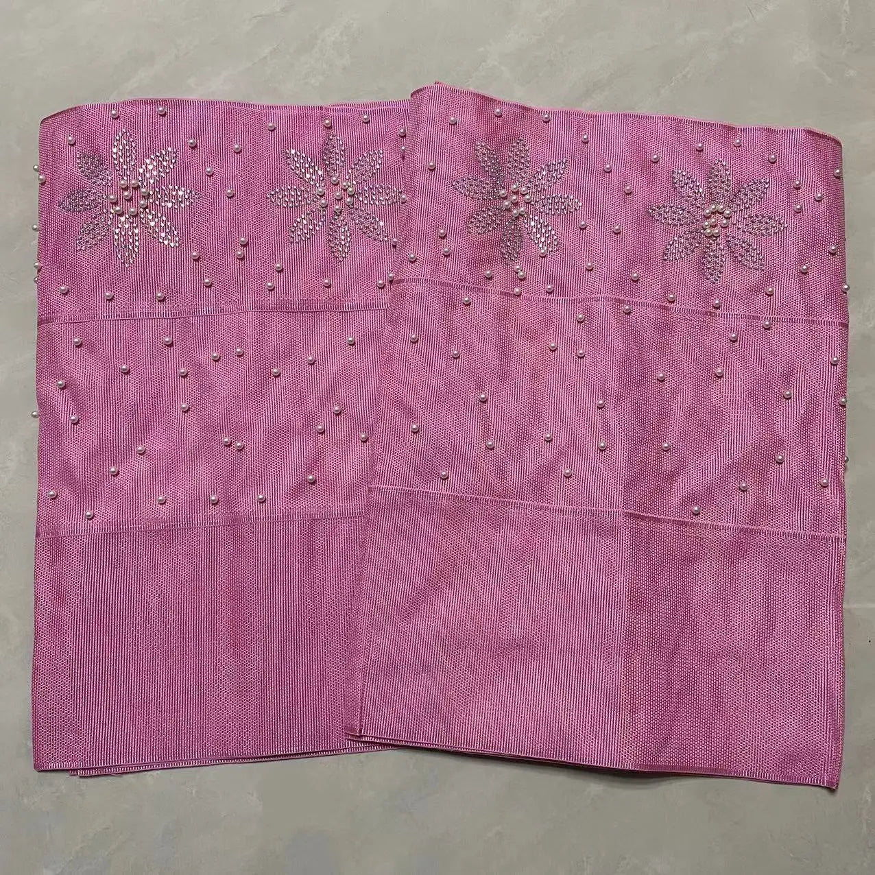 New Designs Fashion Nigerian Aso Oke Gele Headtie Embroidery With Beads Stones High Quality Wraps Fabrics 2Piece/Set For Women
