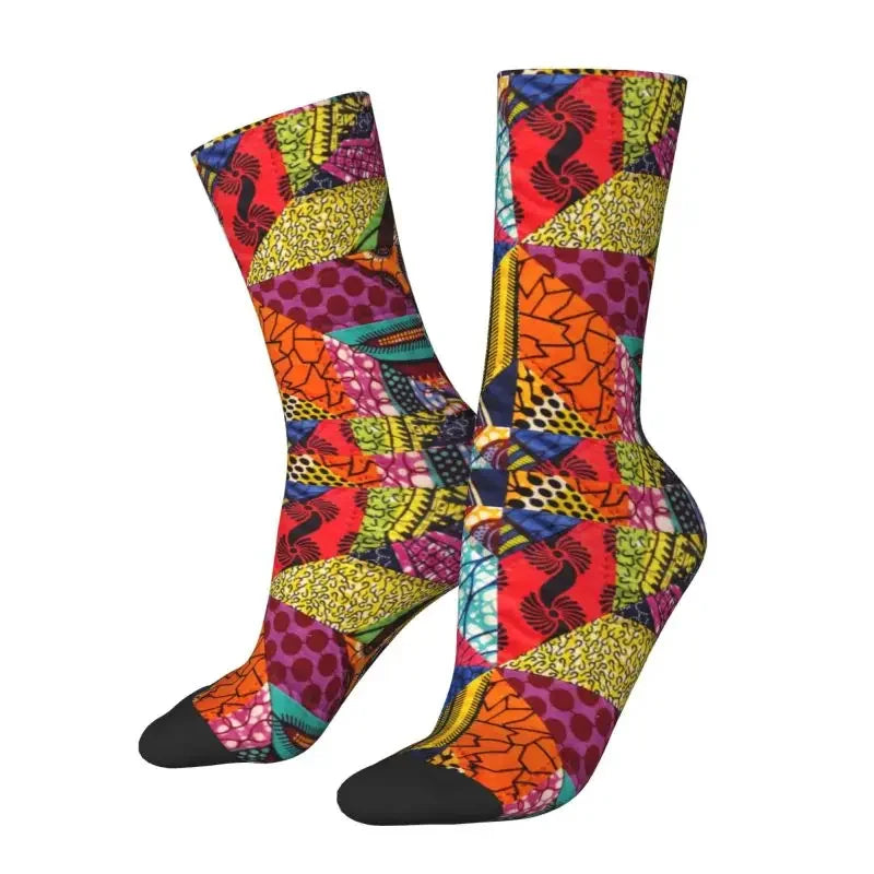 Kitenge Ankara Dress Socks Mens Womens Warm Fashion Novelty African Tribal Ethnic Art Patterns Crew Socks