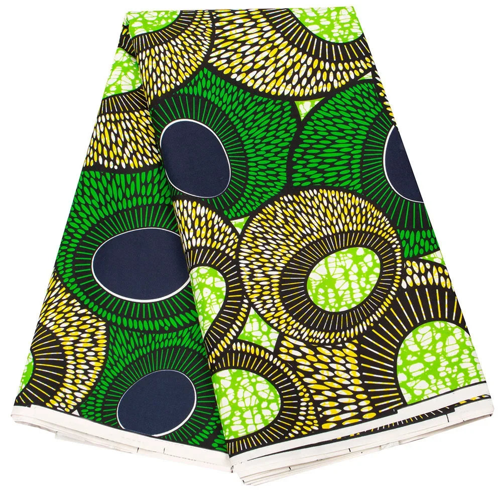 Ankara African green printed geometric batik fabric Wax Dress Sewing Tissu Craft DIY Textile Material For Wedding 6Yards