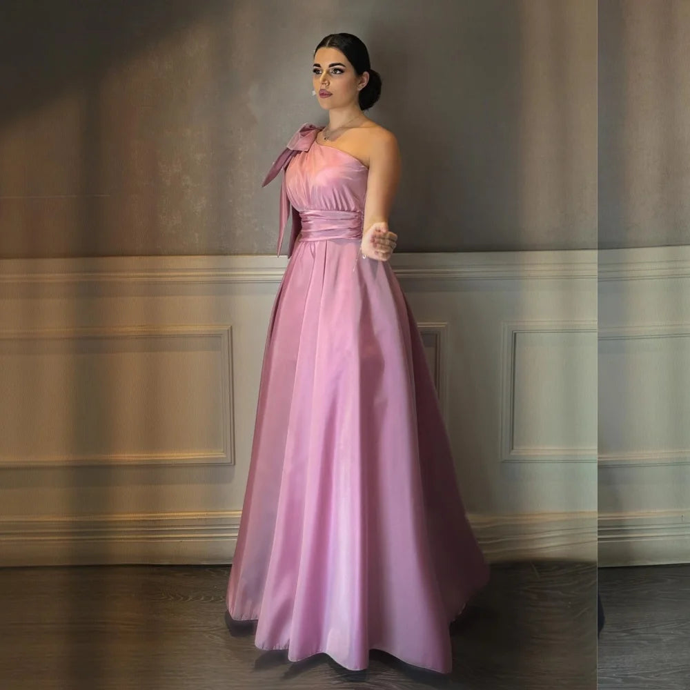 Customized Fashion Sizes Available Pleat Ruched Draped A-line One-shoulder Long Dresses Bespoke Occasion Dresses Exquisite