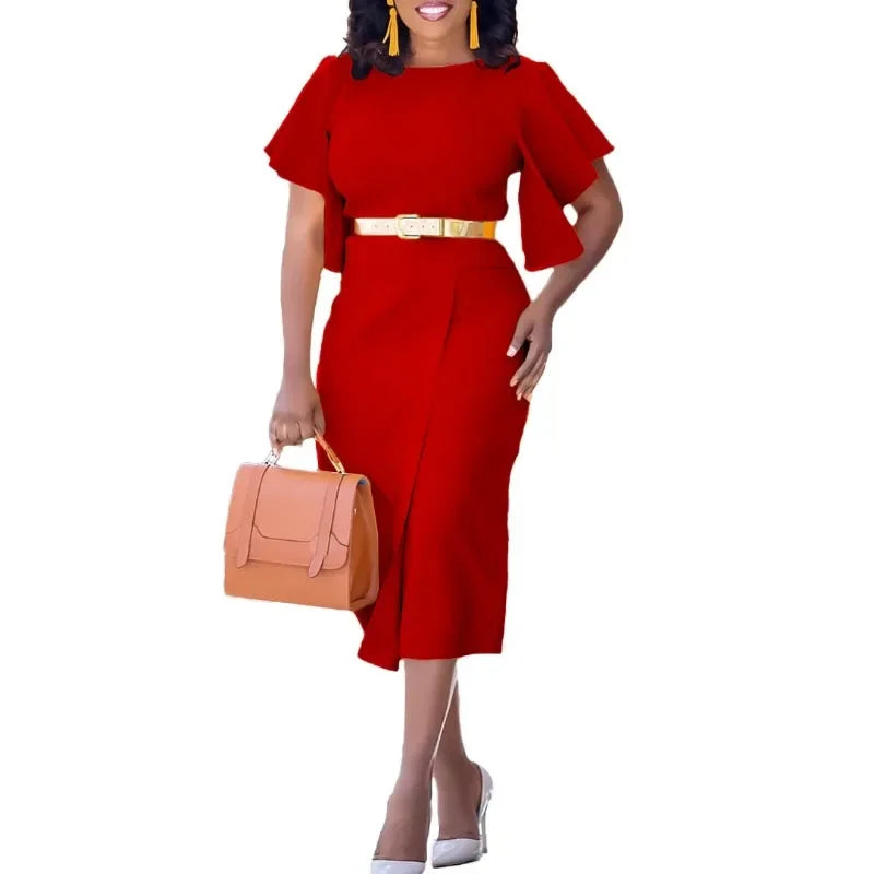 African Dress For Women Boubou Africain Femme 2025 Solid Color Dashiki Clothes Short Sleeve Ankara Dresses Girl Party Dress