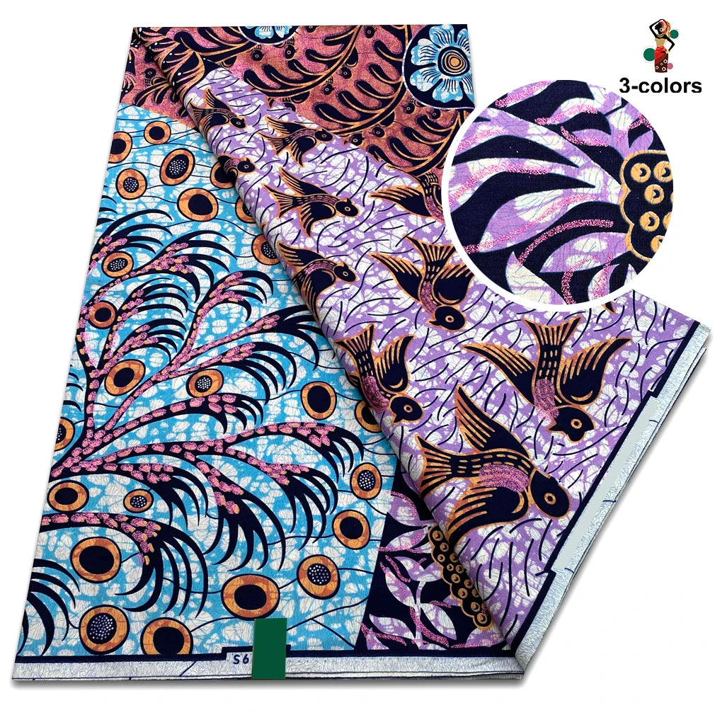 Grand Golden Fabric 100% Cotton Ankara Wax Fabric High Quality African Wax Print Fabric For Sewing 6 yards Gold Print Fabric