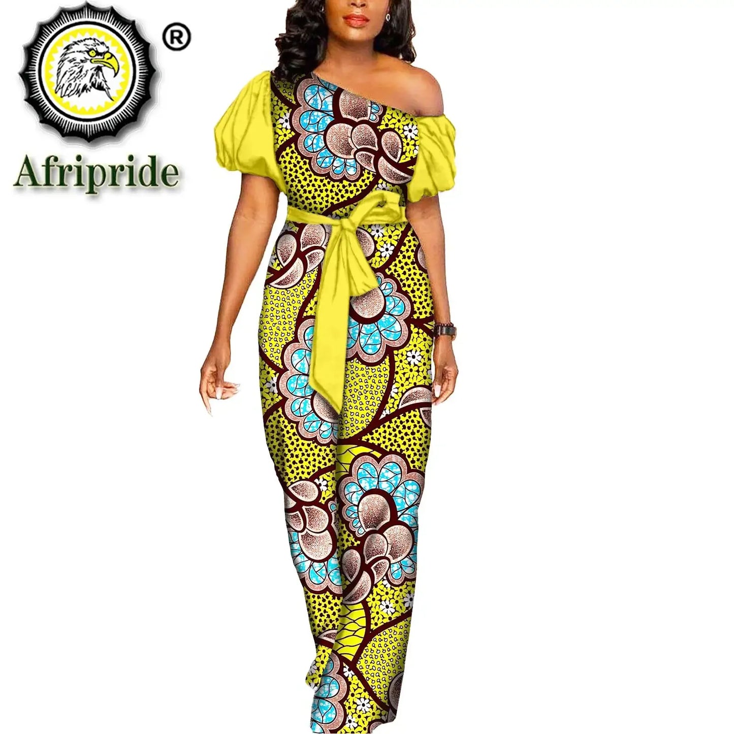 African Dresses for Women Maxi Dress Elegant Ankara Print Sleeveless High Waist African Clothes with Belt Formal outfit S2125036