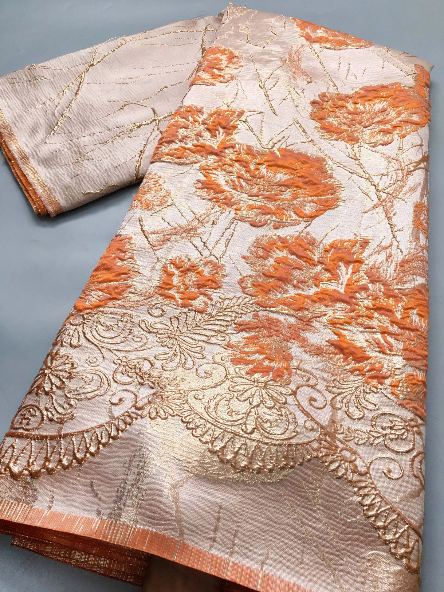 African Jacquard Gilded Lace Fabric High Quality Brocade Lace Fabric Nigerian Sewing for Luxury Party Dresses, 2.5yards - 3982