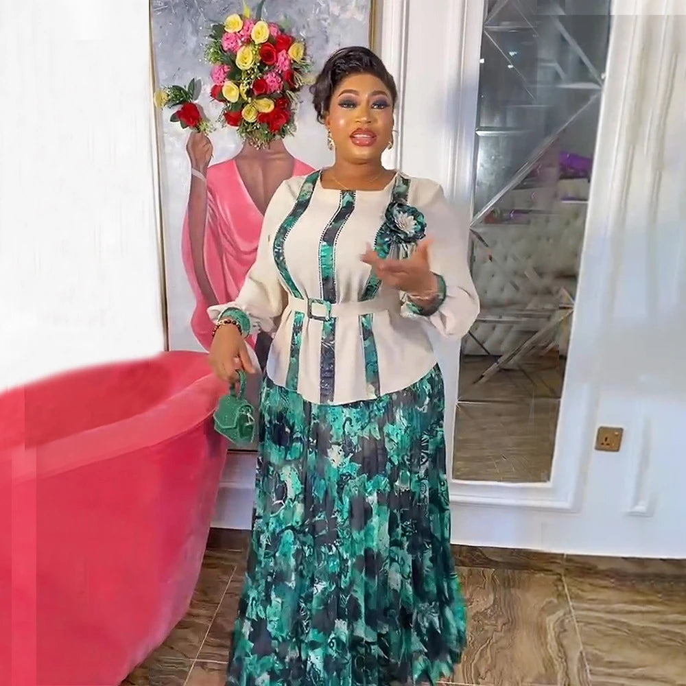 Elegant African Dresses for Women 2025 New Summer Print Wedding Party Dress Dashiki Ankara Office Lady Outfits Africa Clothing