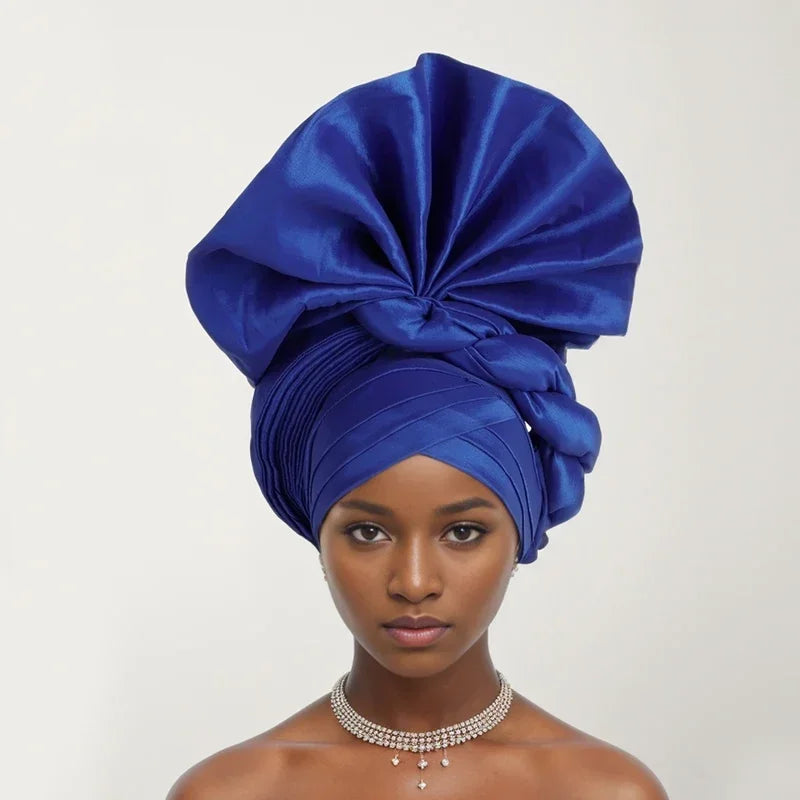 Caps for Women Auto Gele Headtie Already Made Aso Oke Turban Femme Musulman Fashion Bonnets African Head Wraps High Quality 
