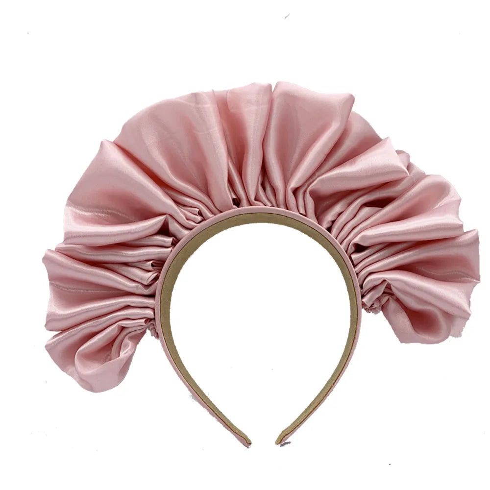 2022 Trendy Statement Women's Satin Ruffle Headband Girls Scrunchie Hair Bands Nigerial Asooke Head Bands Party Headpiece