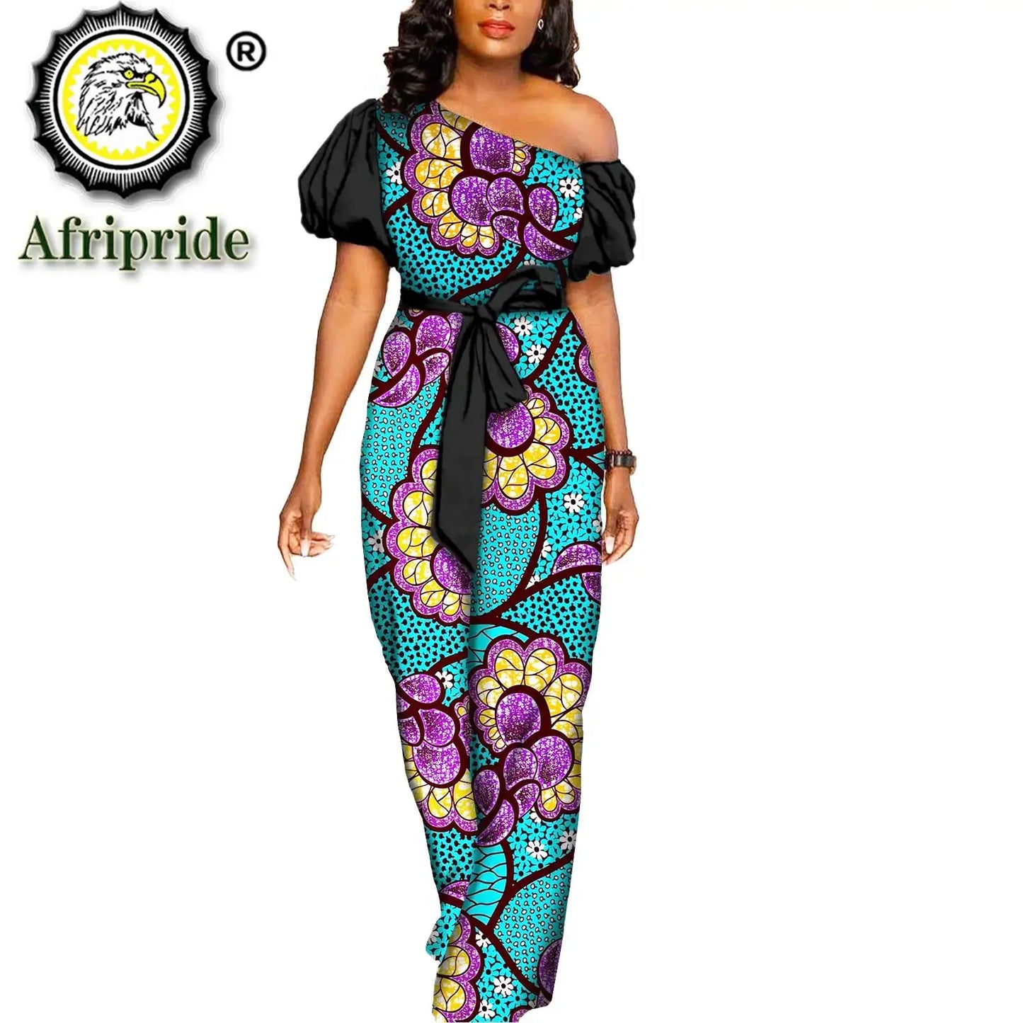 African Dresses for Women Maxi Dress Elegant Ankara Print Sleeveless High Waist African Clothes with Belt Formal outfit S2125036