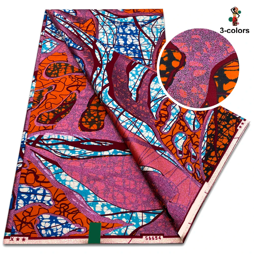 Grand Golden Fabric 100% Cotton Ankara Wax Fabric High Quality African Wax Print Fabric For Sewing 6 yards Gold Print Fabric