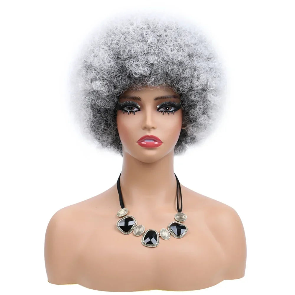 Afro Wigs For Women Short 70s Kinky Curly Wigs Bouncy And Soft Natural Looking Fluffy Explosive Head Wig For Party And Daily Use