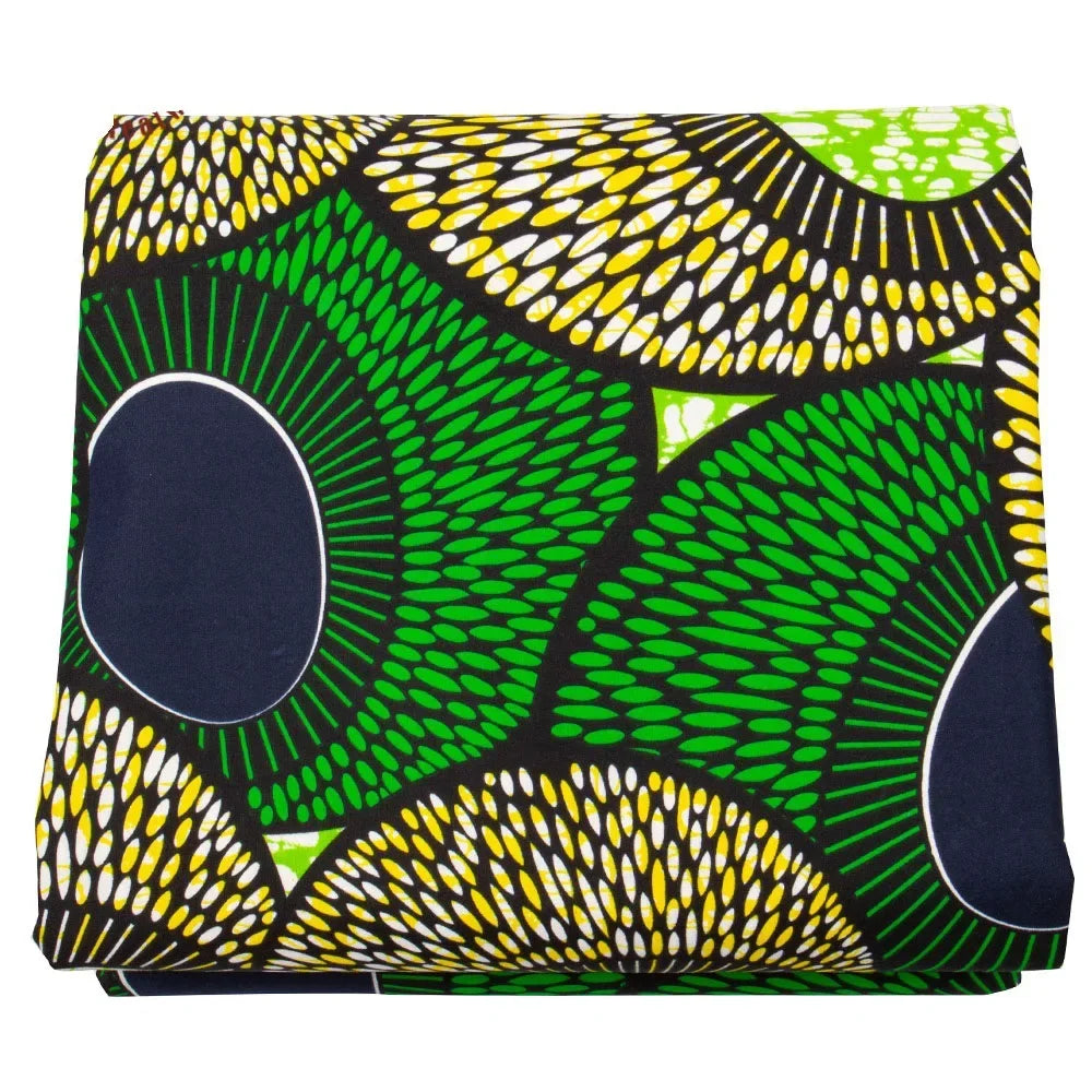 Ankara African green printed geometric batik fabric Wax Dress Sewing Tissu Craft DIY Textile Material For Wedding 6Yards