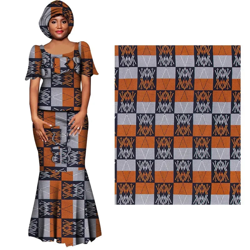 6 Yards African Real Wax Prints Fabric Ankara Cotton Material High Quality Fabric By The Yard Dress