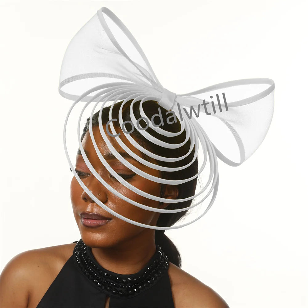 White Bow Fascinator Hats Ladies Church Luxury Wedding Hat Fascinating Women Occasion Event Chapeau Cap New Style Headwear