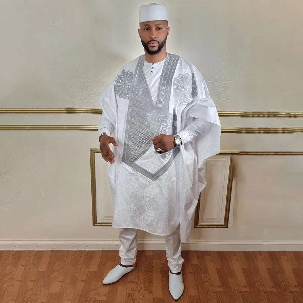 H&D South African Traditional Wear Formal Attire Bazin Riche Dashiki Outfits Shirt Pants Robe Suit African Men Agbada Ramadan