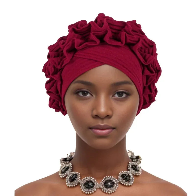 African Headtie Turban Nigerian Aso Oke Muslim Headwear Gele Head Wrap Sego Headties Women Hijab Headscarf Bonnet Headwear Hat