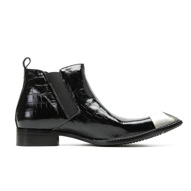 Handmade Men Real Leather Motorcycle Boot Business Plus Size Square Toe Casual Shoes Male Black Formal Party Dress Boots