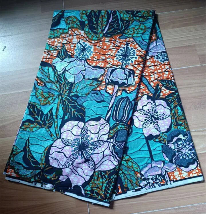 New Fashion African Grand Super Batik Flash Gold Print Fabric Ankara Wax Fabric 6 yards Soft Real African Golden Fabric