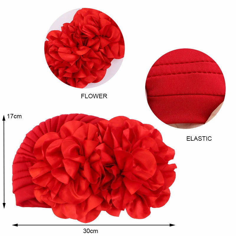 Big Flower India Hat Women's Turban Caps African ASO Oke Headtie Female Headscarf Bonnet Muslim Head Wraps