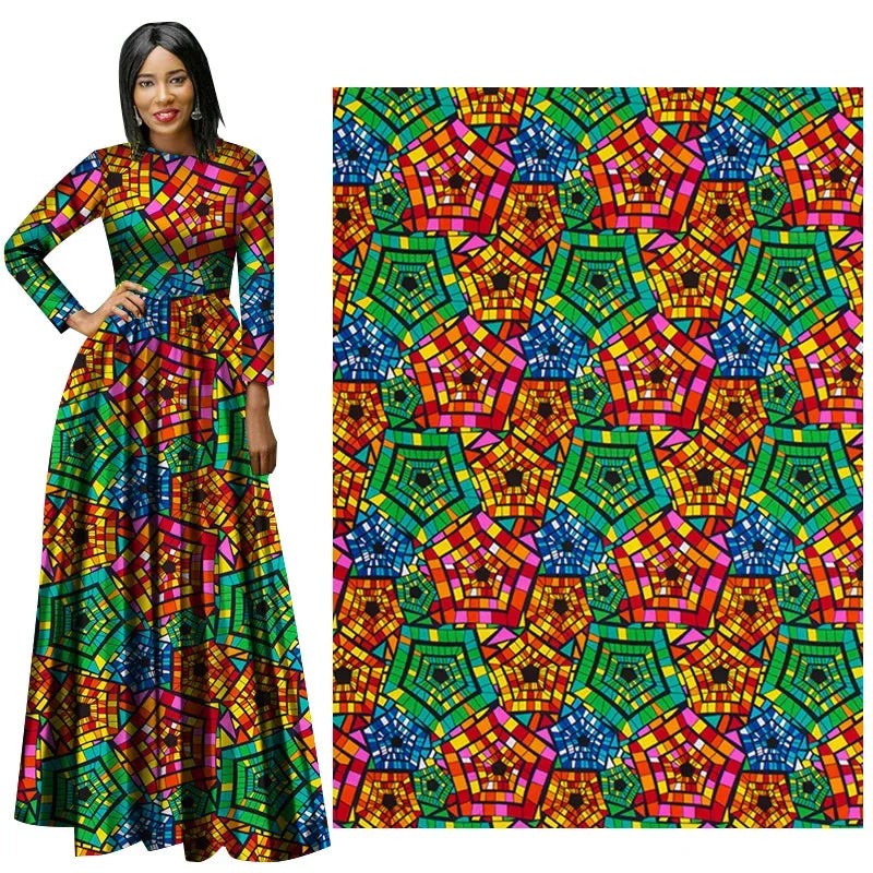 Newest Nigerian Ankara Material African Polyester Printed Fabric Dress Shirt Fabric Ethnic Style Wax Dyed Fabric
