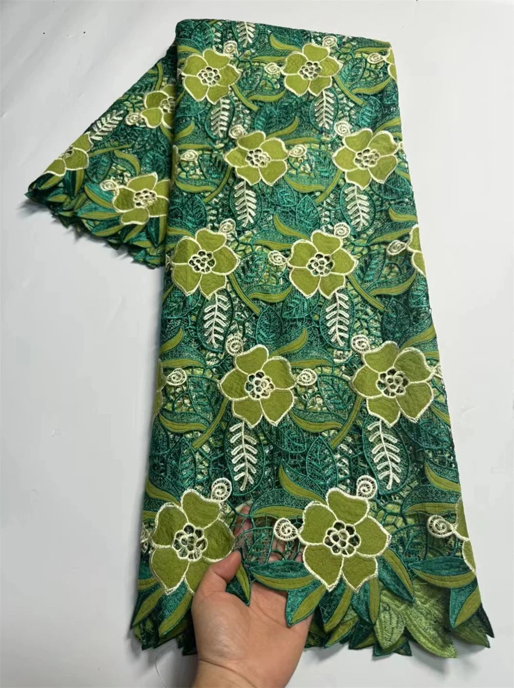 African Guipure Cord Lace Fabric with Stones High Quality Nigerian Water Soluble Lace for Women Wedding Dresses Sew