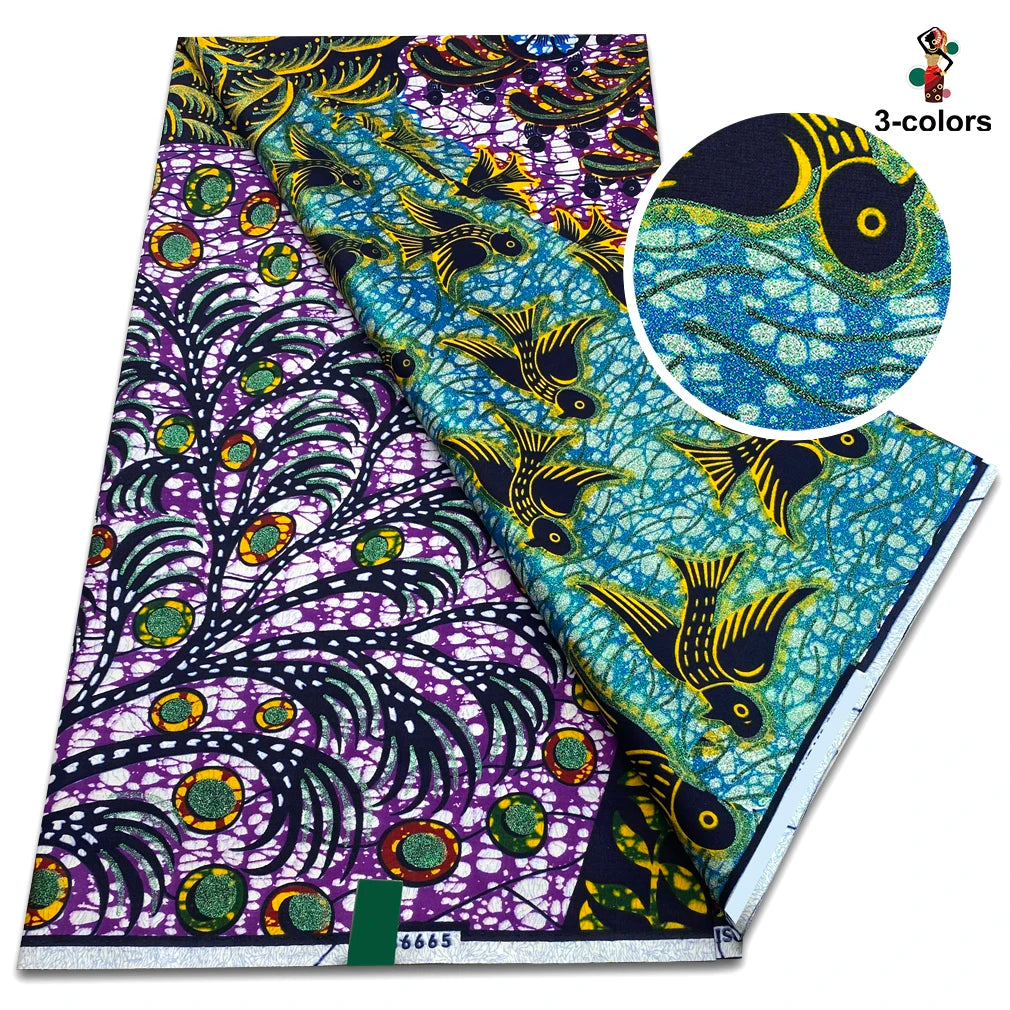 Grand Golden Fabric 100% Cotton Ankara Wax Fabric High Quality African Wax Print Fabric For Sewing 6 yards Gold Print Fabric