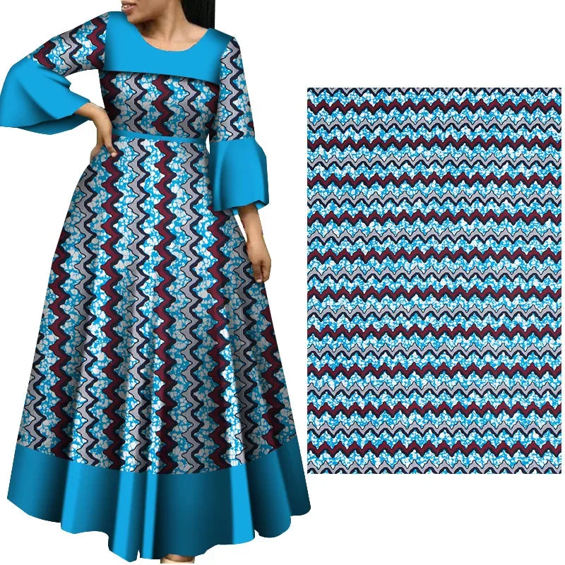 Ankara African Polyester Prints Batik Patchwork Fabric Real Cloth Wax High Quality Africa Sewing Material 6yards For Party Dress