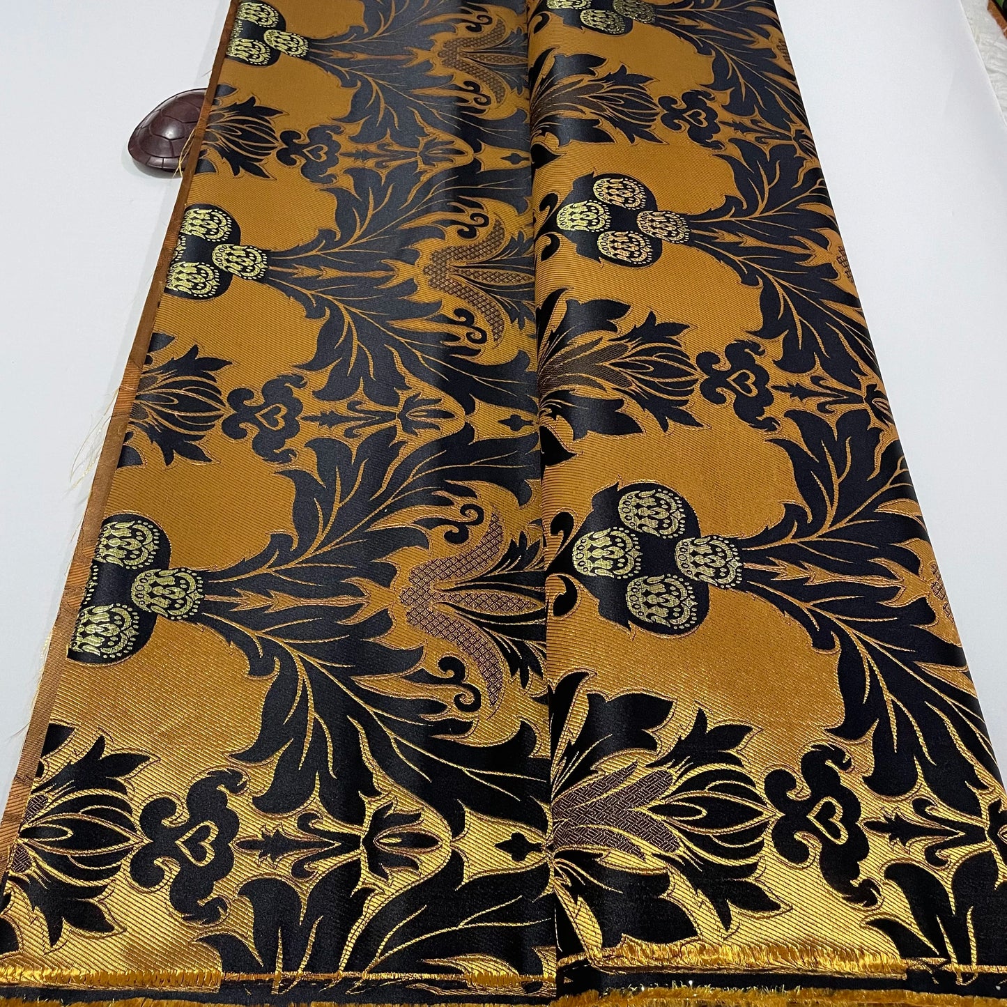 5 Yards Damask Lace Fabric Nigerian Brocade Aso Oke Materials Original Wool Damask DIY For King And Queens Clothes