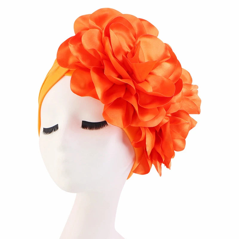 Big Flower India Hat Women's Turban Caps African ASO Oke Headtie Female Headscarf Bonnet Muslim Head Wraps