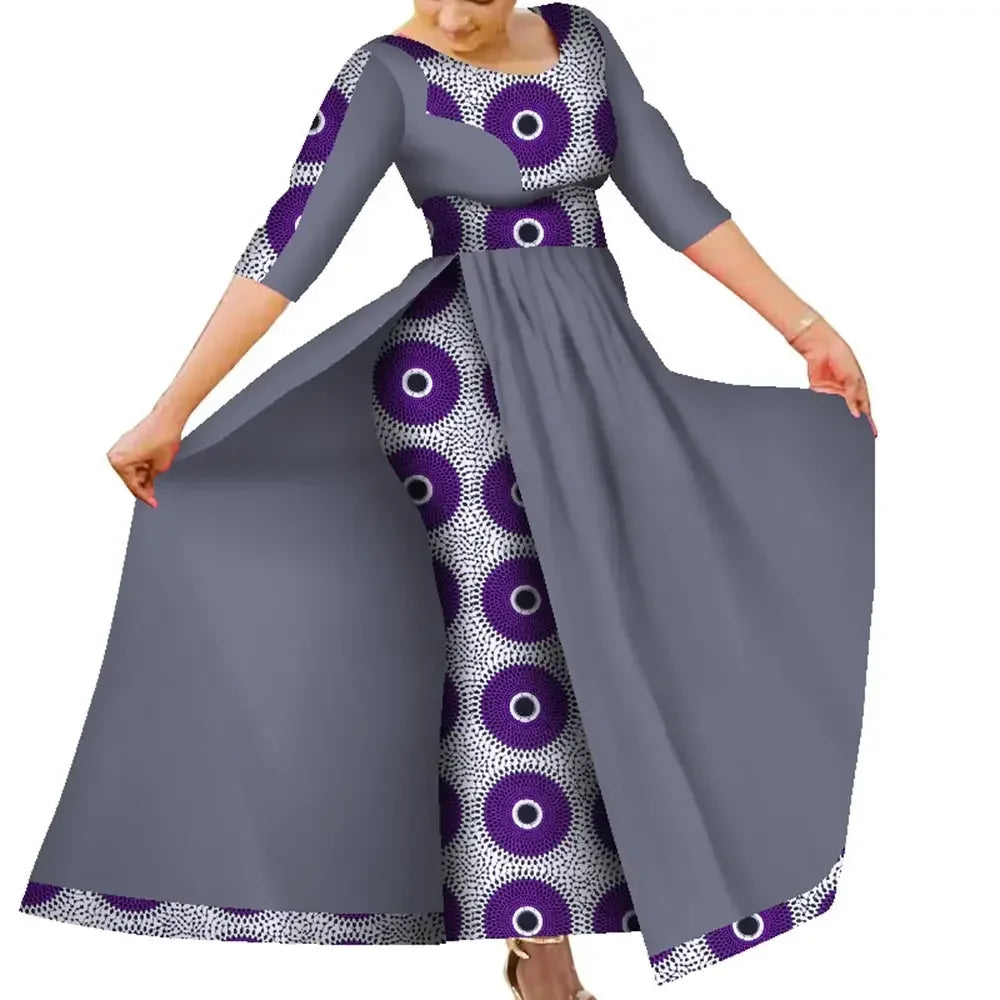 Customize BintaRealWax Women African Slim Fit Dress Traditional Elegent Female Ankara Party Wedding Robe Church Dress WY7963