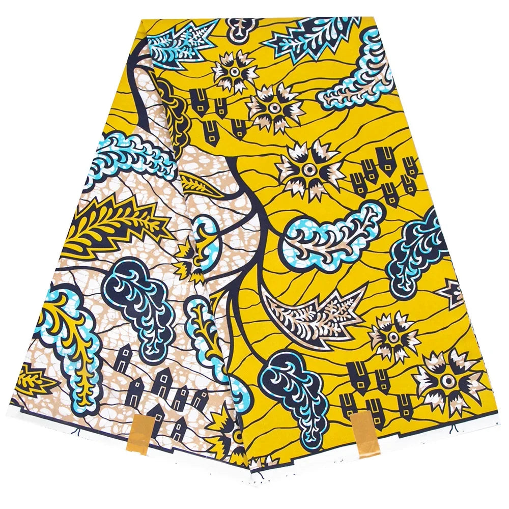 6Yards Africa Fabric Ankara Polyester Sewing Fabric Dubai Middle East Light Colour Material for Women Party Dress