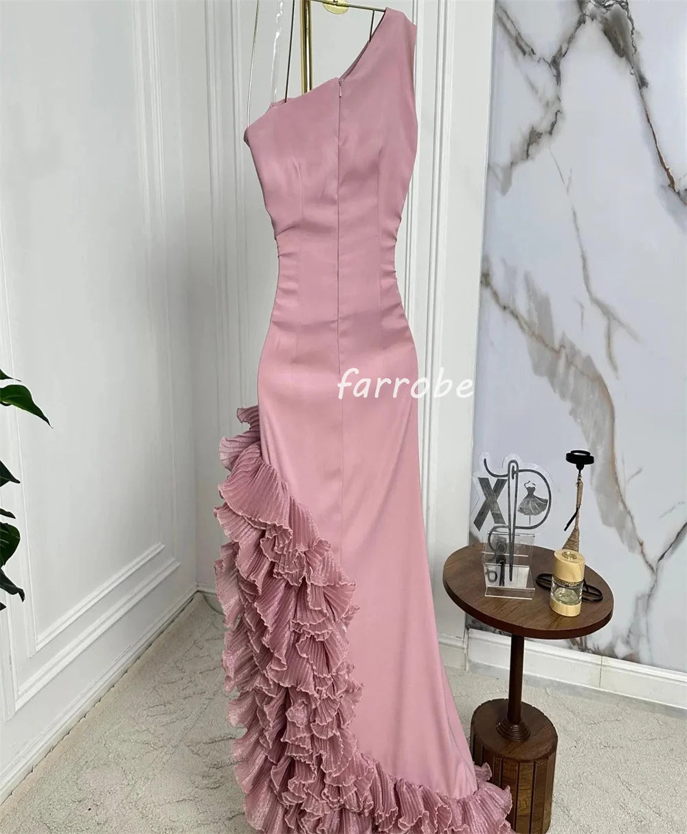 Customized Fashion High Quality Jersey Pleat Ruched Mermaid One-shoulder Long Dresses Bespoke Occasion Dresses Casual