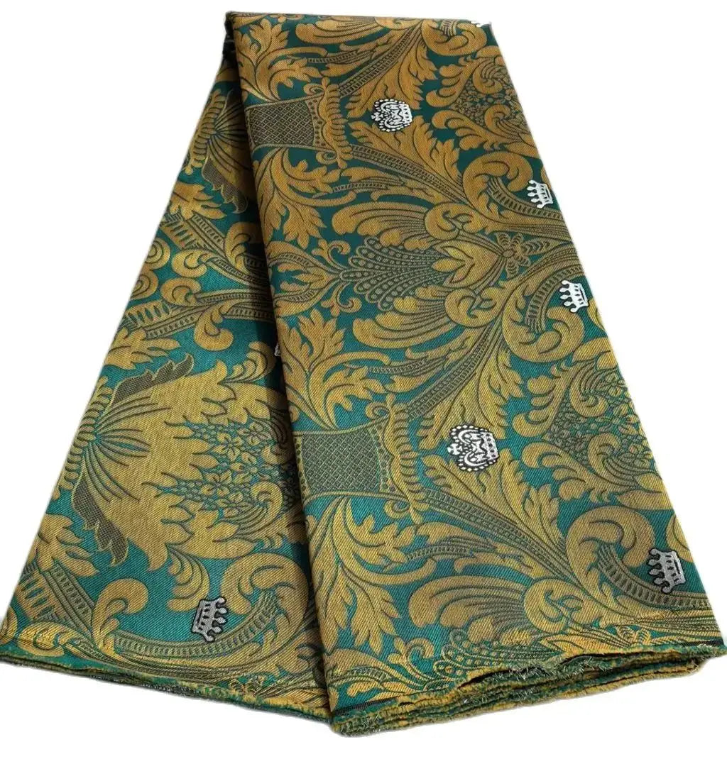 5 Yards Damask Lace Fabric Nigerian Brocade Aso Oke Materials Original Wool Damask DIY For King And Queens Clothes