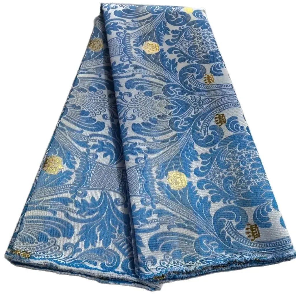 5 Yards Damask Lace Fabric Nigerian Brocade Aso Oke Materials Original Wool Damask DIY For King And Queens Clothes