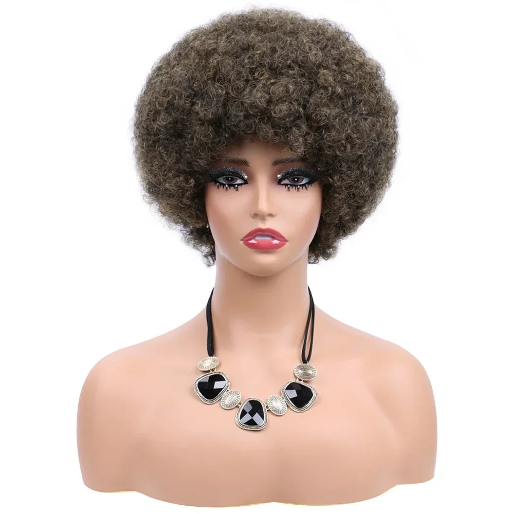 Afro Wigs For Women Short 70s Kinky Curly Wigs Bouncy And Soft Natural Looking Fluffy Explosive Head Wig For Party And Daily Use