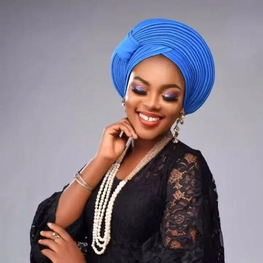 Auto Gele Headtie Already Made 2025 Aso Oke Sego Gele Headtie African Hats Turbans Femme Fashion Bonnets Head Wraps High Quality