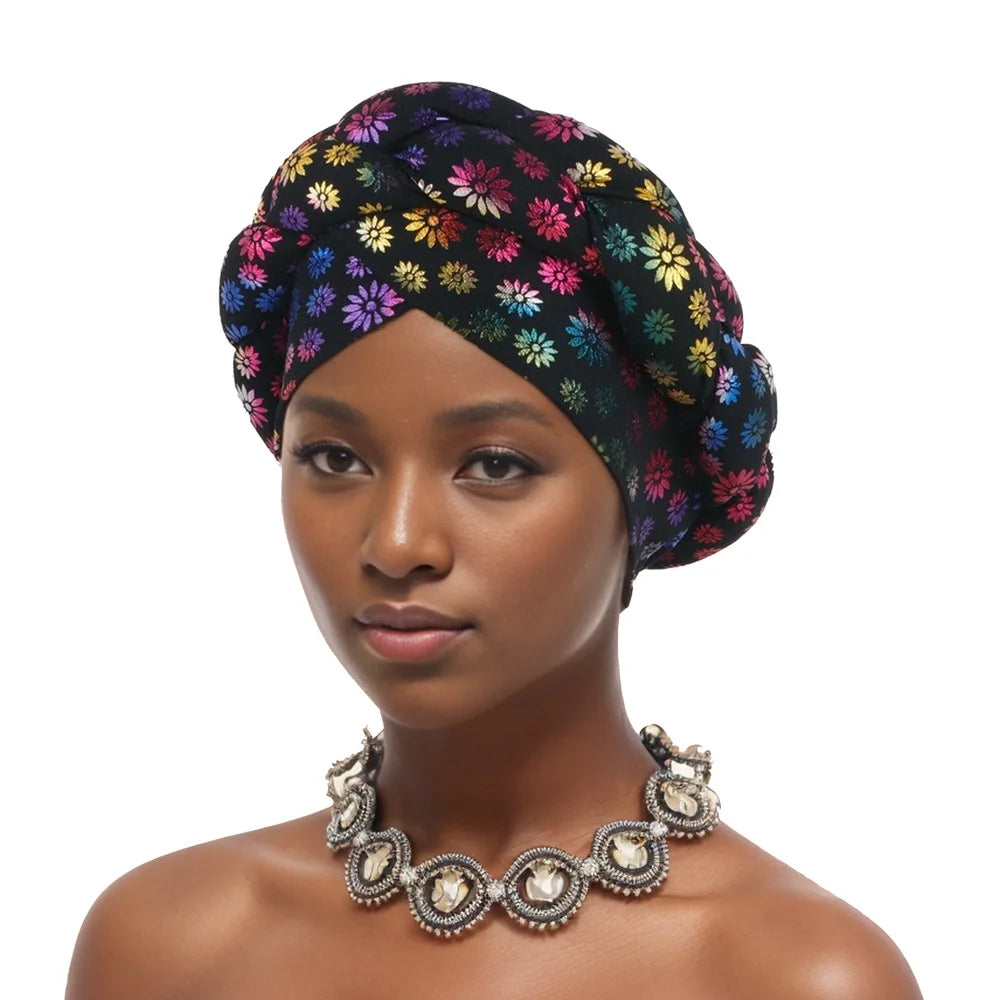 African Auto Gele Headtie Aso Oke Nigeria Braids Wedding Headgear Women Bonnet Turban Cap Already Made Head Wraps