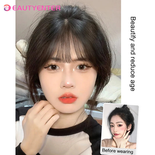 BeautyEnter Synthetic hair Bangs Hair Extension Fake Fringe hair clip on French air bangs HighTemperature wigs