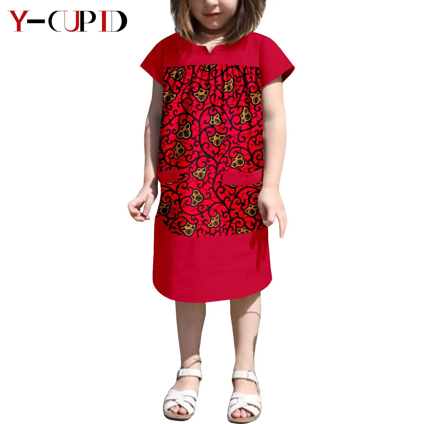 African Clothes Dashiki Summer Cotton Print Loose Girls Dresses Kids Children Ankara Outfits Bazin Riche Patchwork Dress 2445007