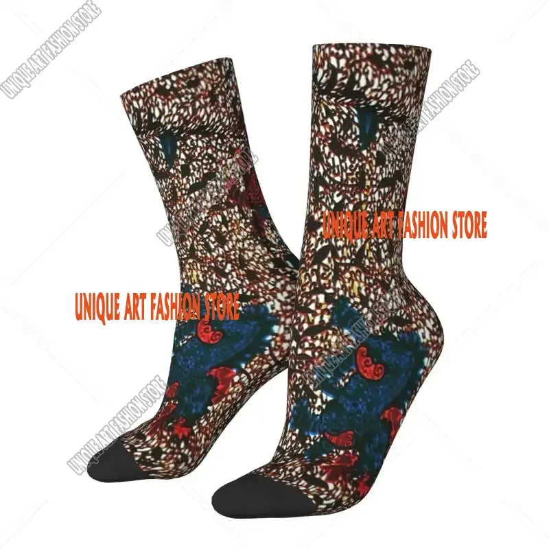 Fashion Printed Ankara Dutch Wax Print Socks for Men Women Male Stretch Summer Autumn Winter African Patterns Crew Socks