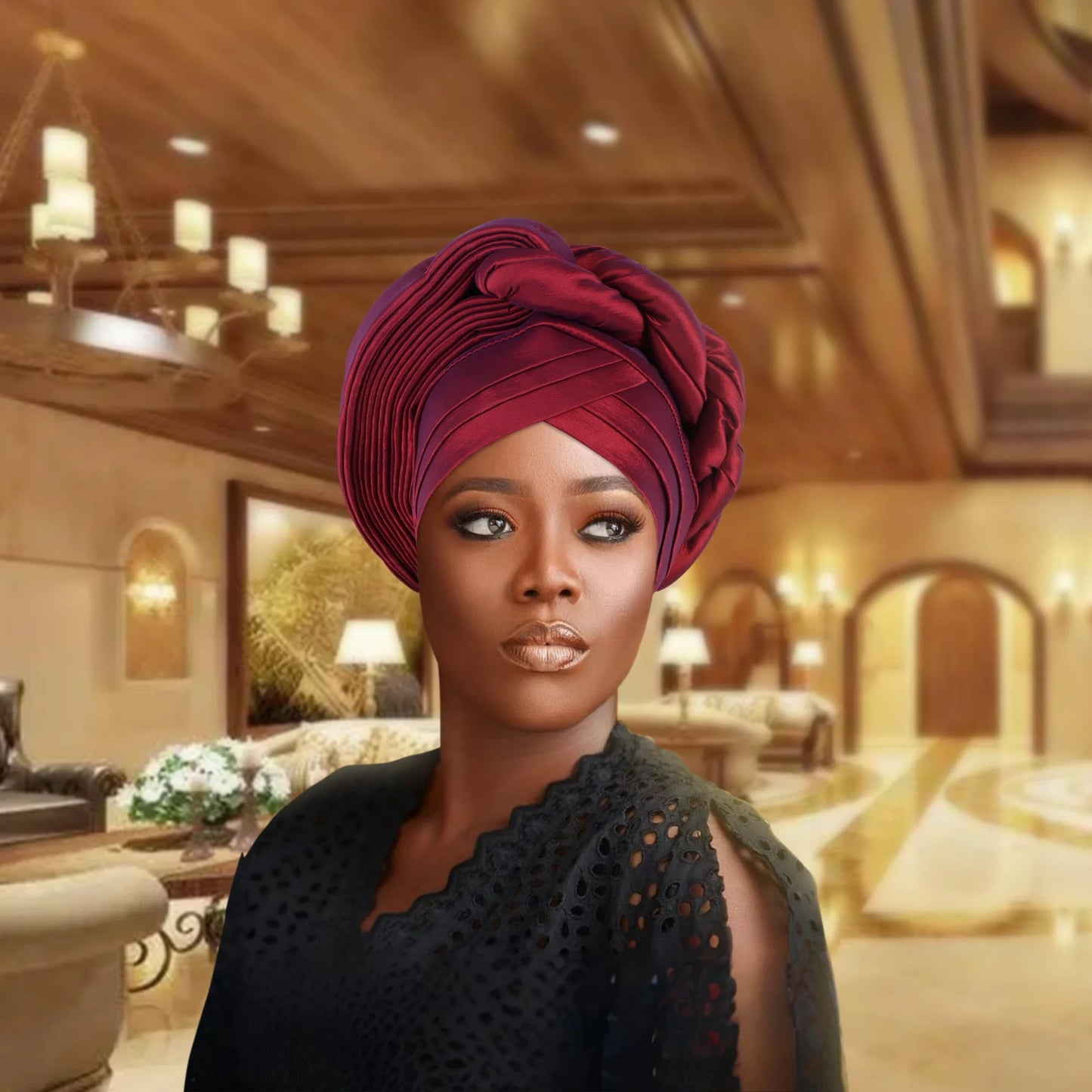 African Auto Gele Headtie Aso Oke Nigeria Braids Wedding Headgear Women Bonnet Turban Cap Already Made Head Wraps
