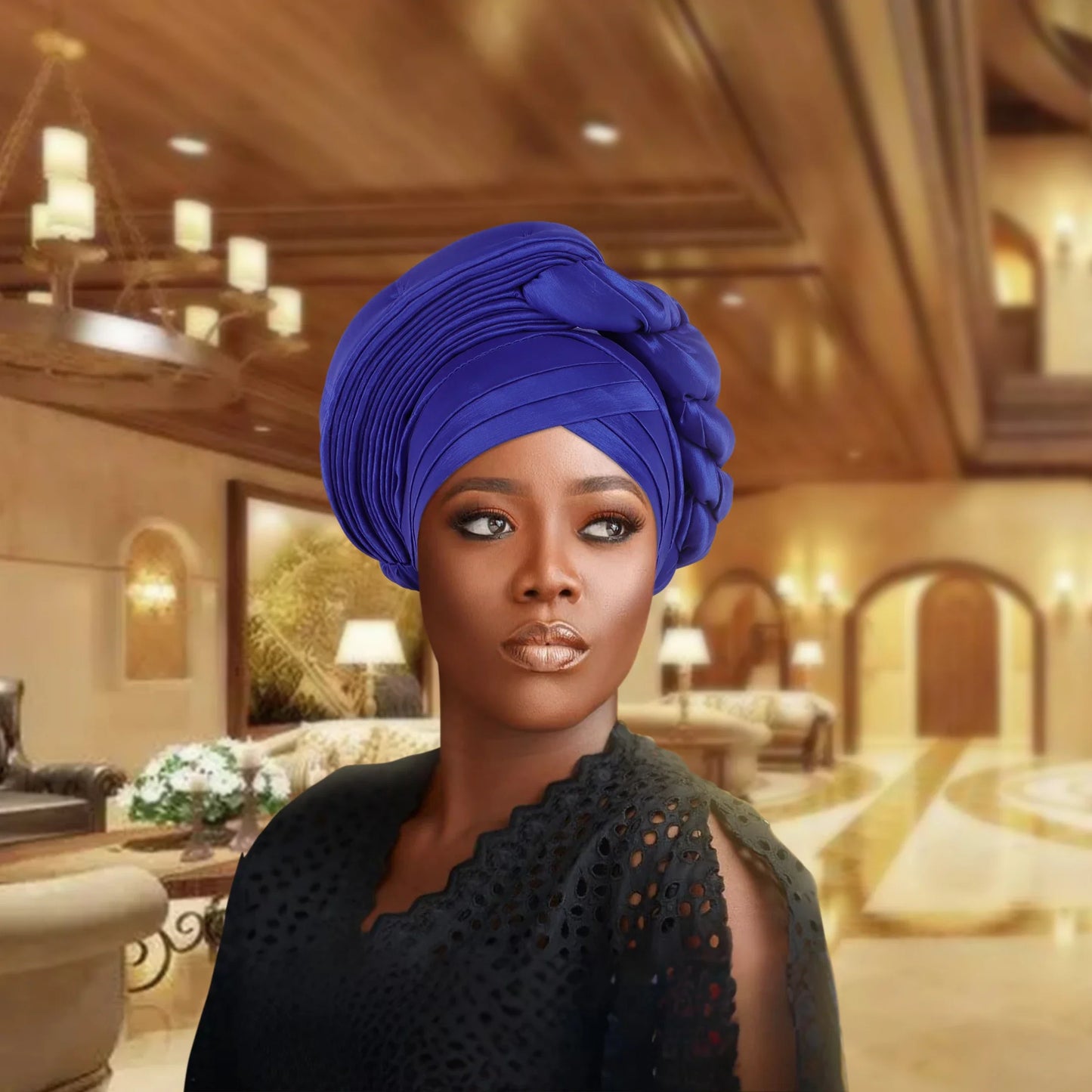 African Auto Gele Headtie Aso Oke Nigeria Braids Wedding Headgear Women Bonnet Turban Cap Already Made Head Wraps