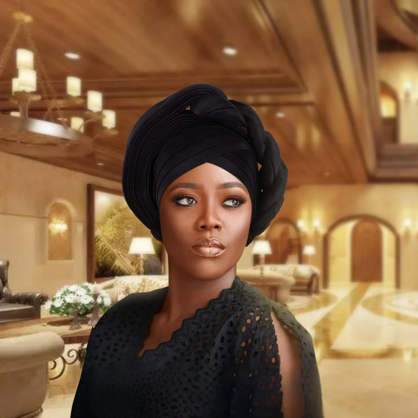 African Auto Gele Headtie Aso Oke Nigeria Braids Wedding Headgear Women Bonnet Turban Cap Already Made Head Wraps