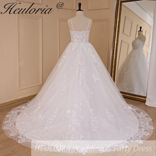 HEULORIA Elegant lace beading Boho Wedding Dress A line sweetheart  long train Wedding Bridal dress
