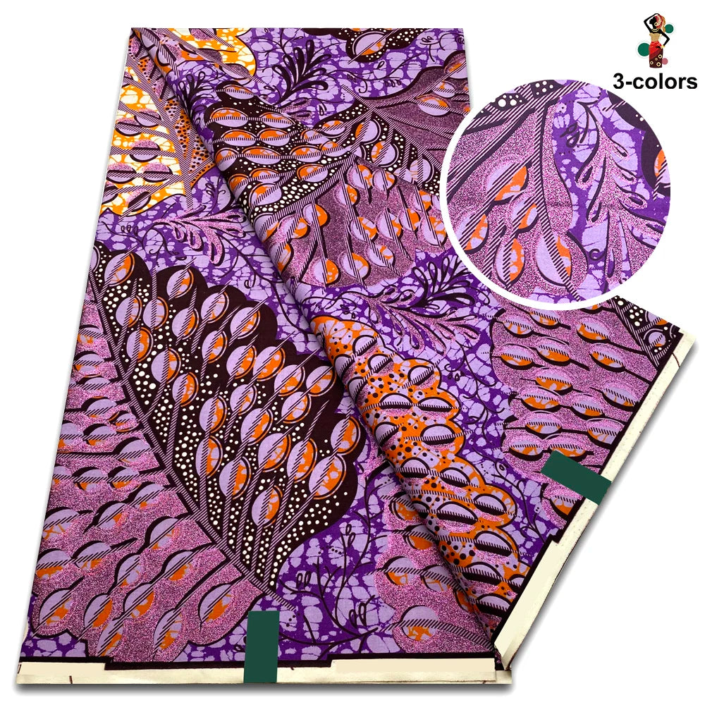 Grand Golden Fabric 100% Cotton Ankara Wax Fabric High Quality African Wax Print Fabric For Sewing 6 yards Gold Print Fabric