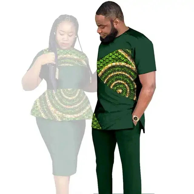 African Couples Clothing Women Outfits African Clothes for Couples Women Wear Wedding Party Ankara Match Men 2 Pieces Pants Sets