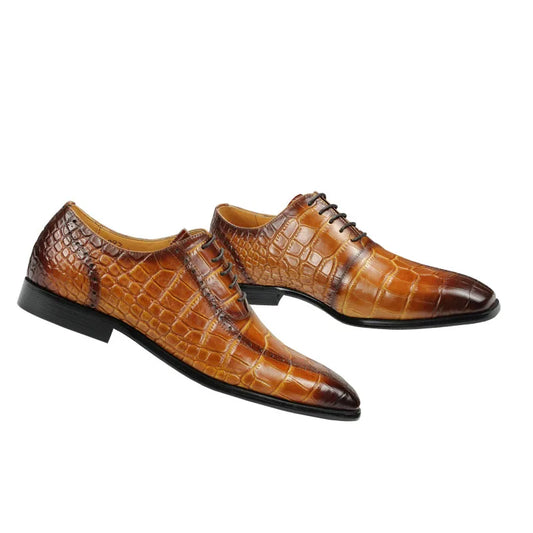 High-end Men's Dress Leather Shoes Fashion Comfortable Business Office Brogue Shoes Outdoor Leisure Party Leather Shoes Yellow