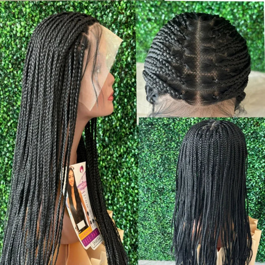 Synthetic Lace Frontal Wig Braided Wigs for Women Small Braids Cornrow Knotless African Lace Wig on Sale Party Wig Baby Hairs