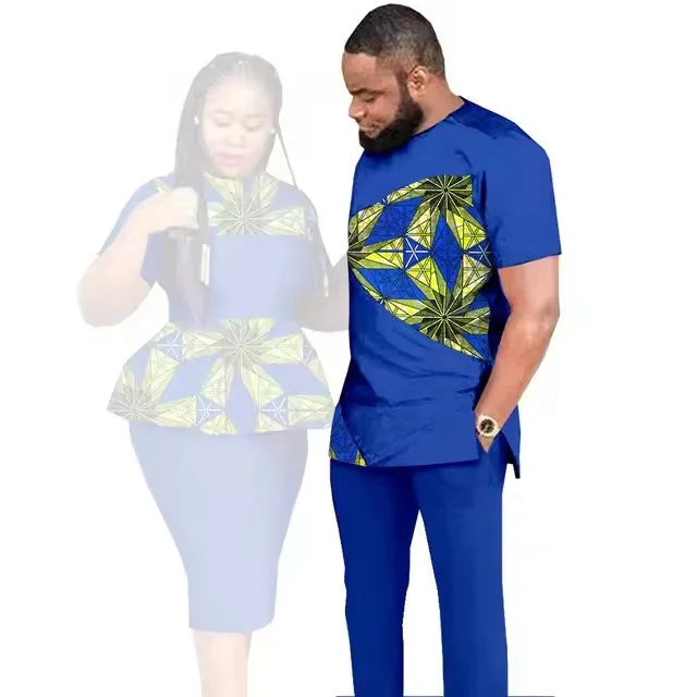 African Couples Clothing Women Outfits African Clothes for Couples Women Wear Wedding Party Ankara Match Men 2 Pieces Pants Sets