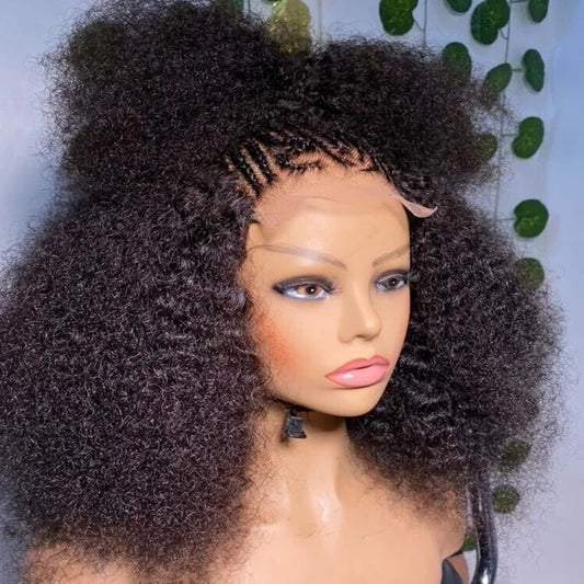 180 Density Short Bob Soft Black PrePlucked 16 inch Kinky Curly Lace Front Wigs For African Women Babyhair Deep Glueless Daily