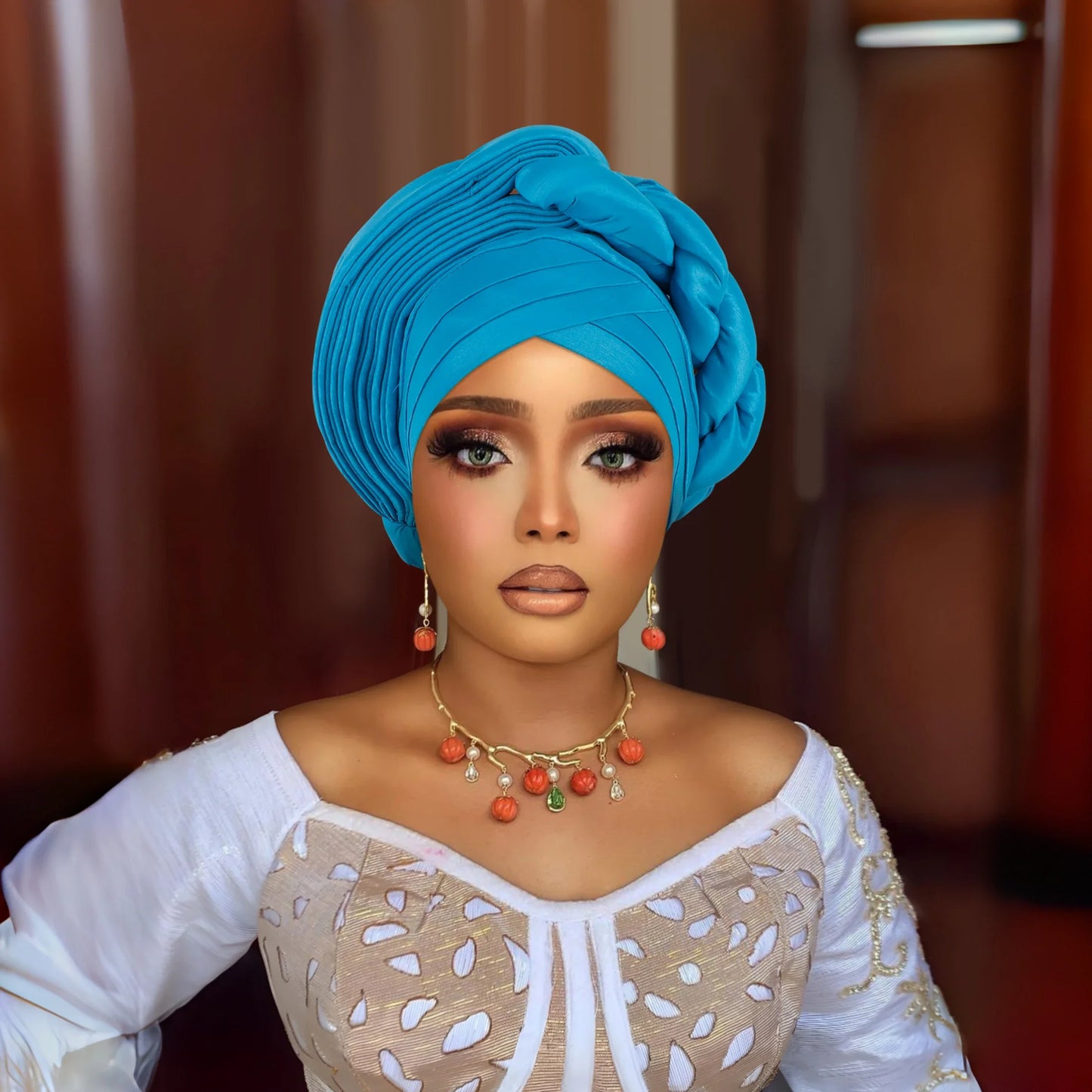 African Auto Gele Headtie Aso Oke Nigeria Braids Wedding Headgear Women Bonnet Turban Cap Already Made Head Wraps
